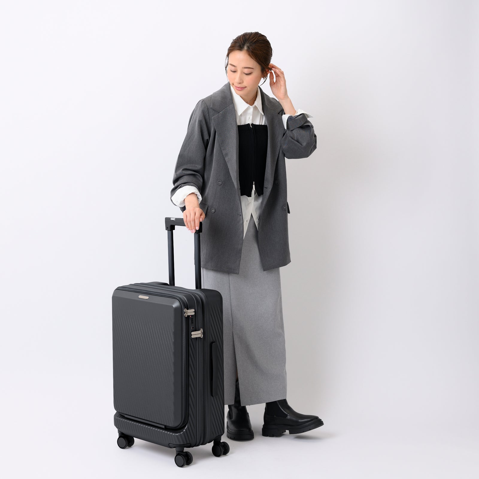 Amazon.co.jp: 2024高機能！スーツケース 横型 フロントオープン