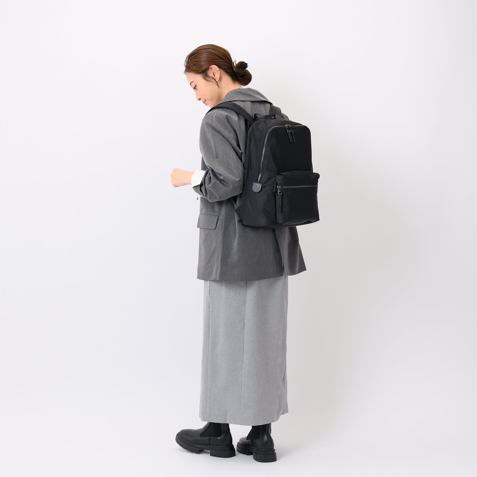 【新品】スリムリュック　バックパック　レディース　ブラック Havn スリムリュック 15572 W&.Day/Night(ダブルアンド